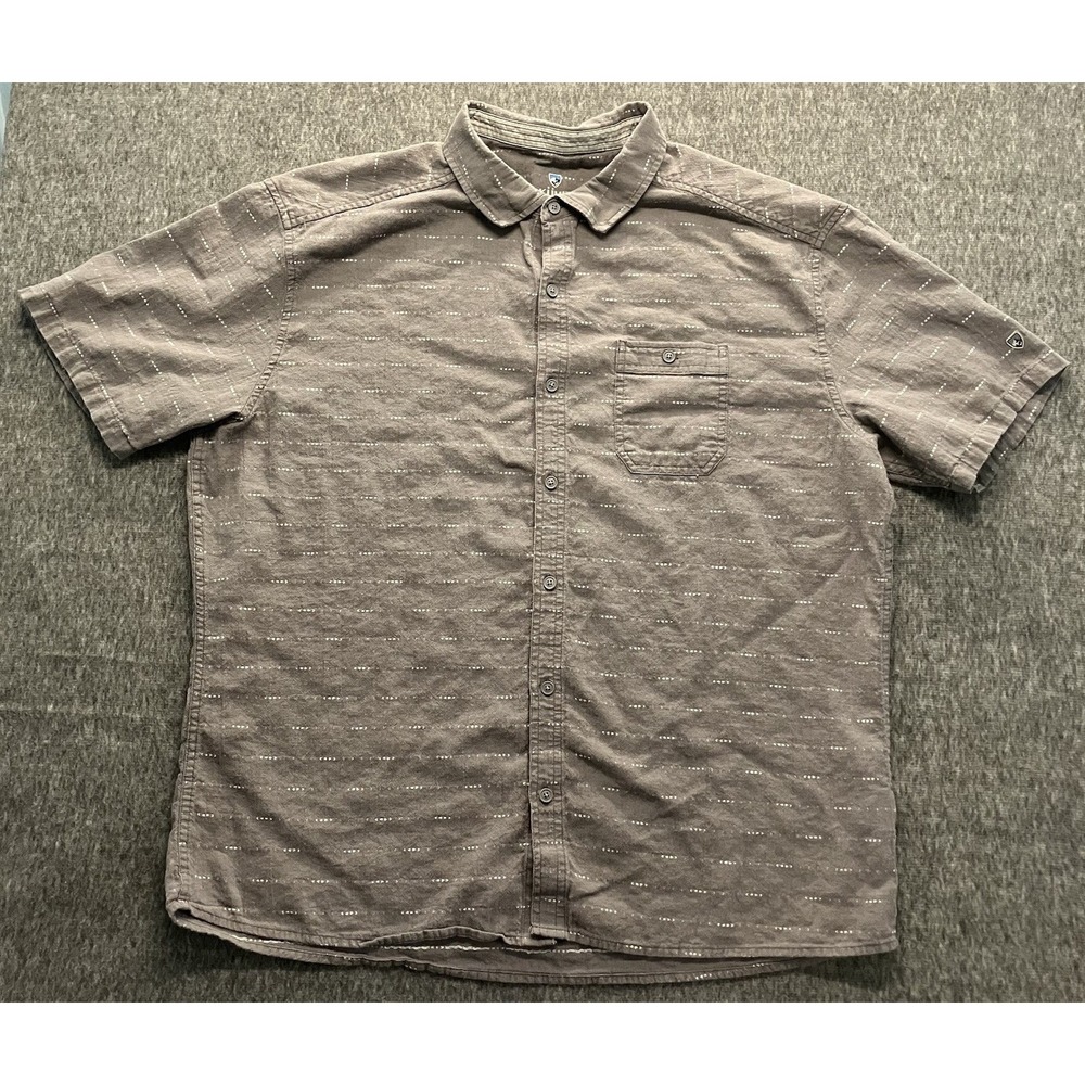 Kuhl Intrepid Skorpio Shirt Mens XXL 2XL Linen Blend Short Sleeve Button Up